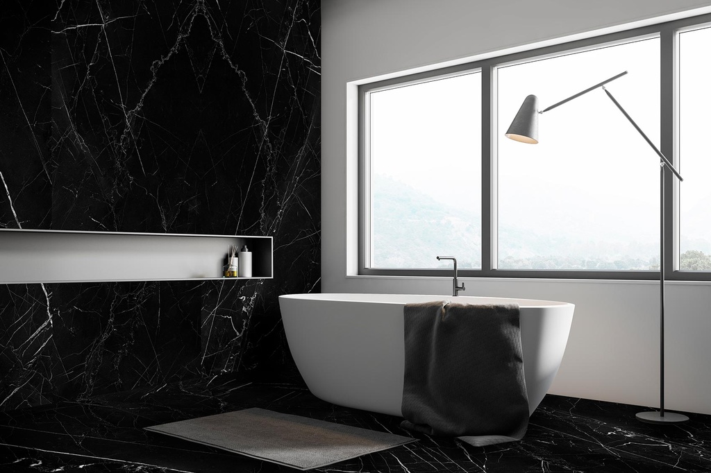 [MAT-ARKLAM-NEGRO-MARQUINA-SILK-1000-X-3000-6MM] Porcelain — Negro Marquina Silk 1000 x 3000 - 6mm