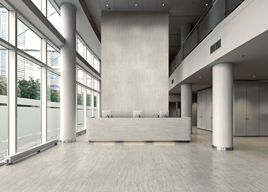 [MAT-ARKLAM-TRAVERTINO-GREY-RIVER-WASHED-1200-X-3000-6MM] Feinsteinzeug — Travertino Grey River Washed 1200 x 3000 - 6mm
